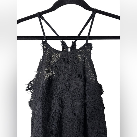 Free People Intimates Black Lace Button Back Mini Dress Size Large - Picture 2 of 10